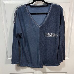Made in italy  V-Neck  with Sequin Accents